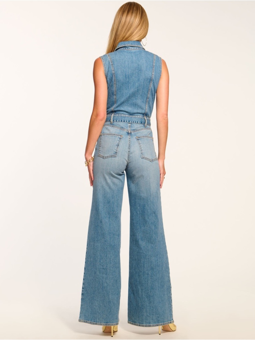 New! Ramy Brook Jemma Denim Wide Leg Belted Jumpsuit 💙 Size 26 NWT! - Picture 5 of 14
